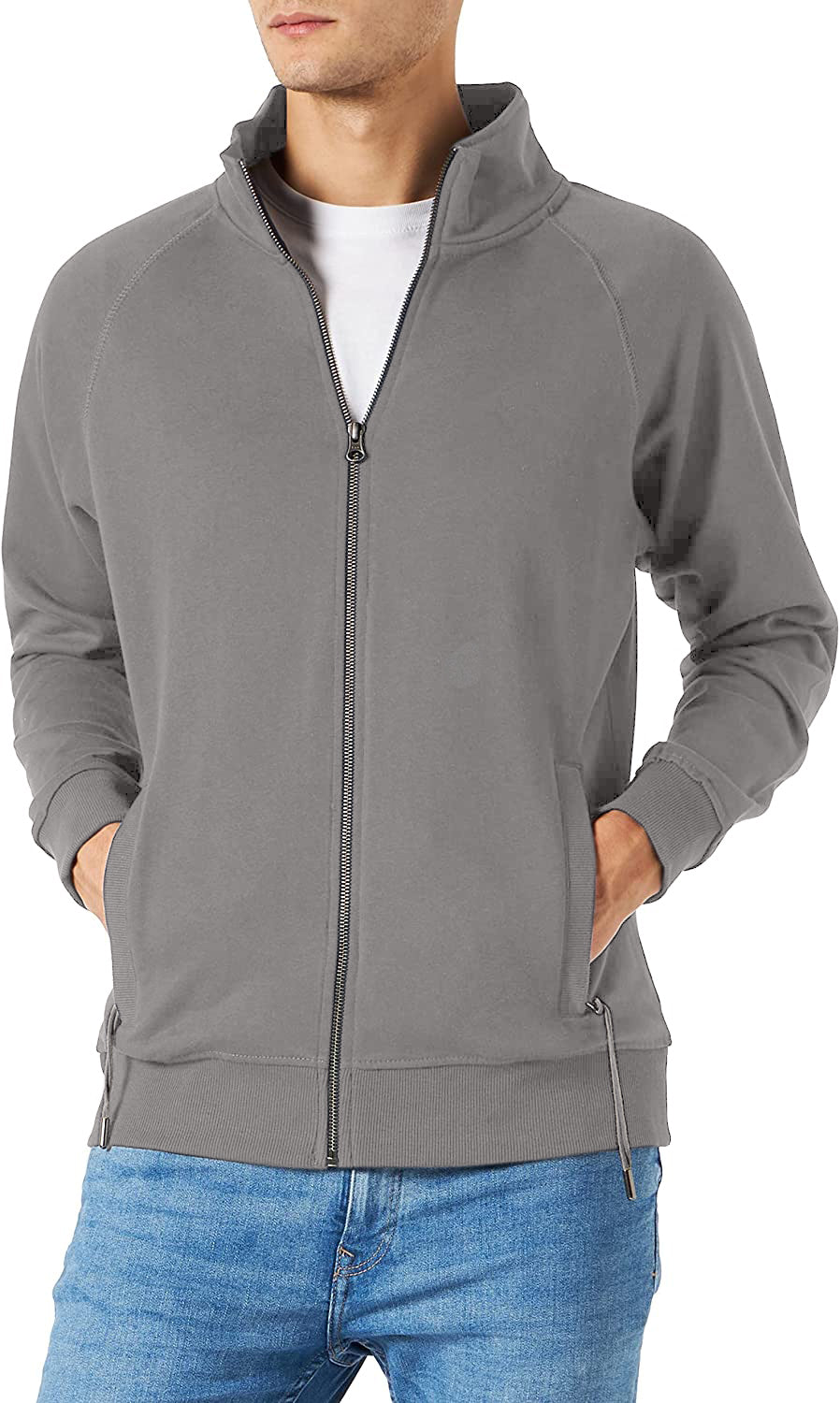 Herren Sweatjacke mit hohem Kragen und zwei Seitentaschen