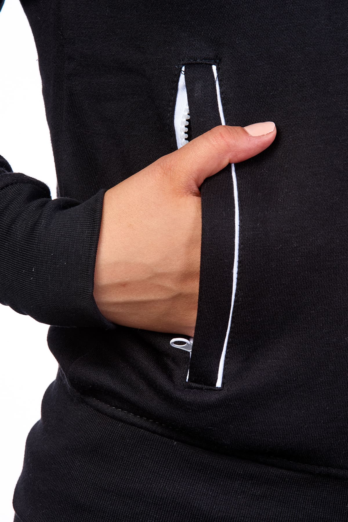 Damen Sweatjacke mit Seitentaschen in Schwarz