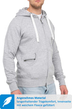 Herren Sweatjacke mit praktischen Seitentaschen in Grau meliert