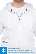 Sweatjacke für Männer mit dicken Bändeln in Weiß