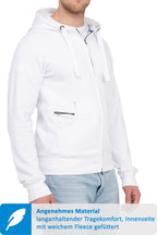 Herren Sweatjacke mit praktischen Seitentaschen in Weiß
