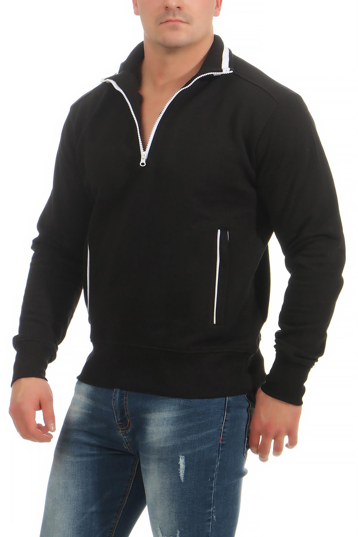 günstiger Herren Pullover mit Stehkragen in Schwarz