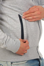 Herren Sweatjacke Zipper mit Einstecktaschen und elastischer Taille in Grau