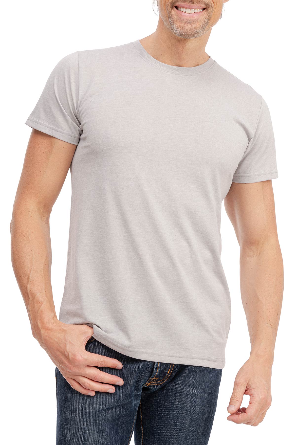 Herren T-Shirt Rundhals Meliert Comfort Bügelfrei