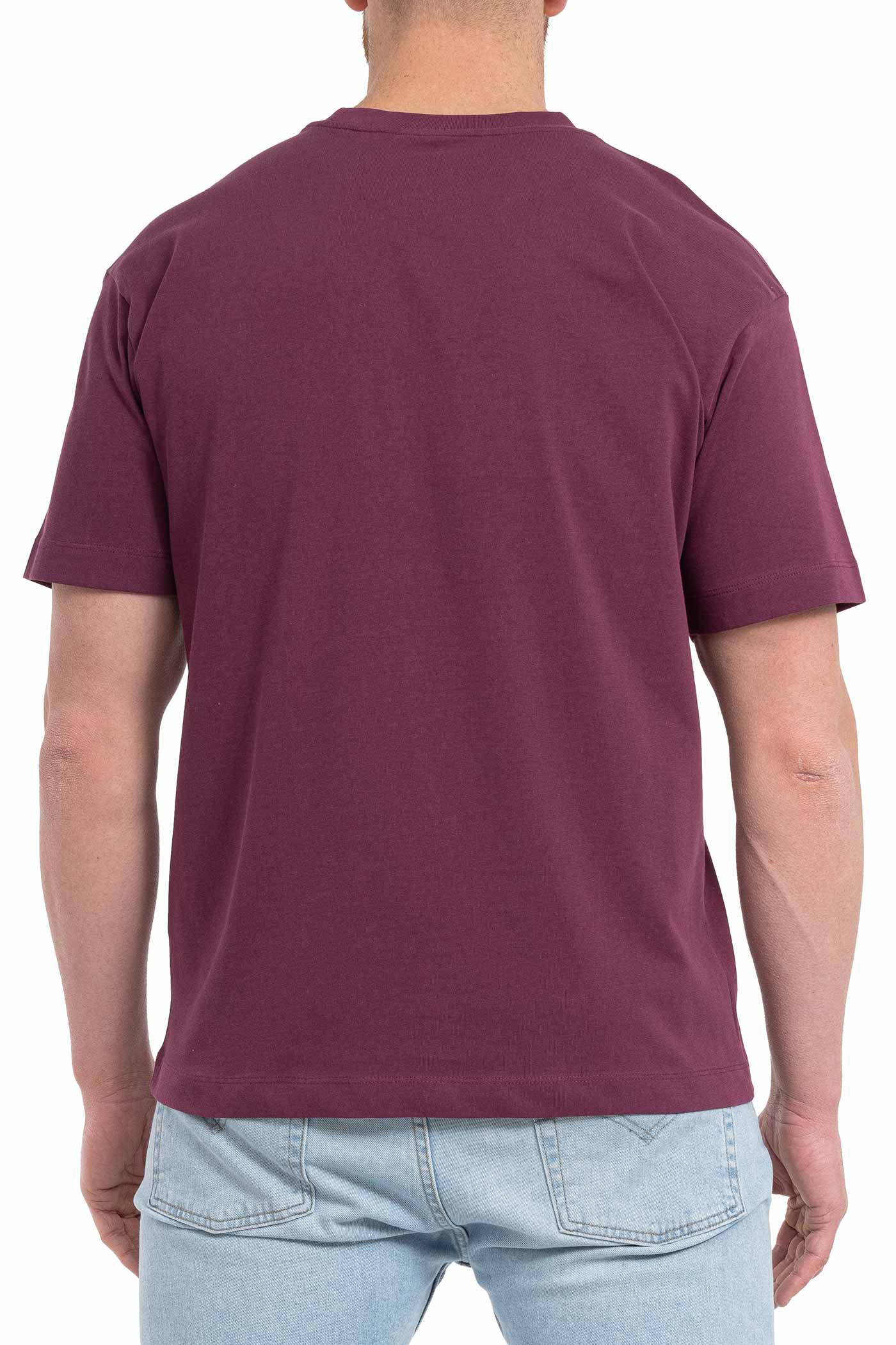Herren T-Shirt Rückseite einfarbig in Bordeaux