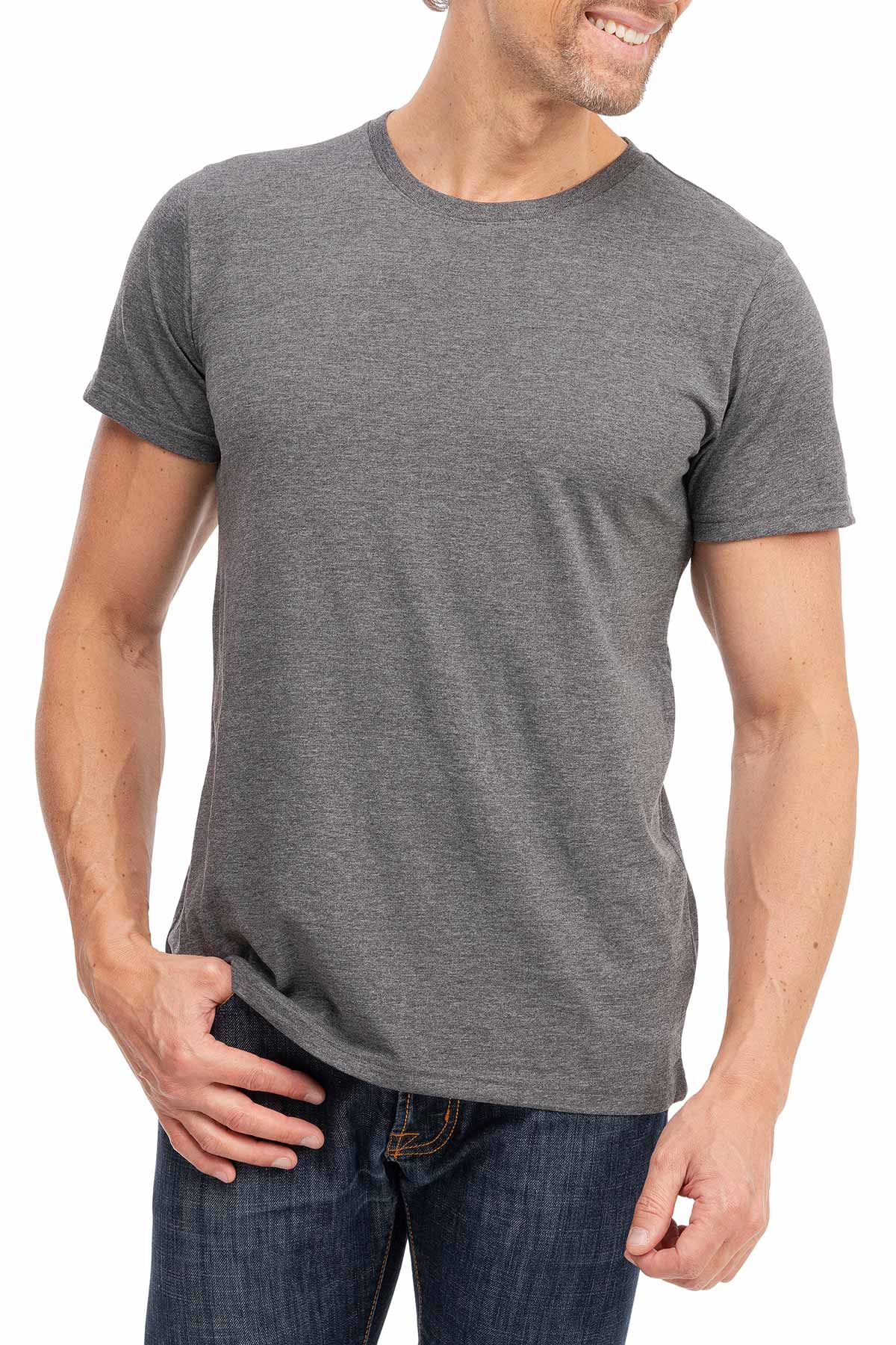 Herren T-Shirt Rundhals Meliert Comfort Bügelfrei