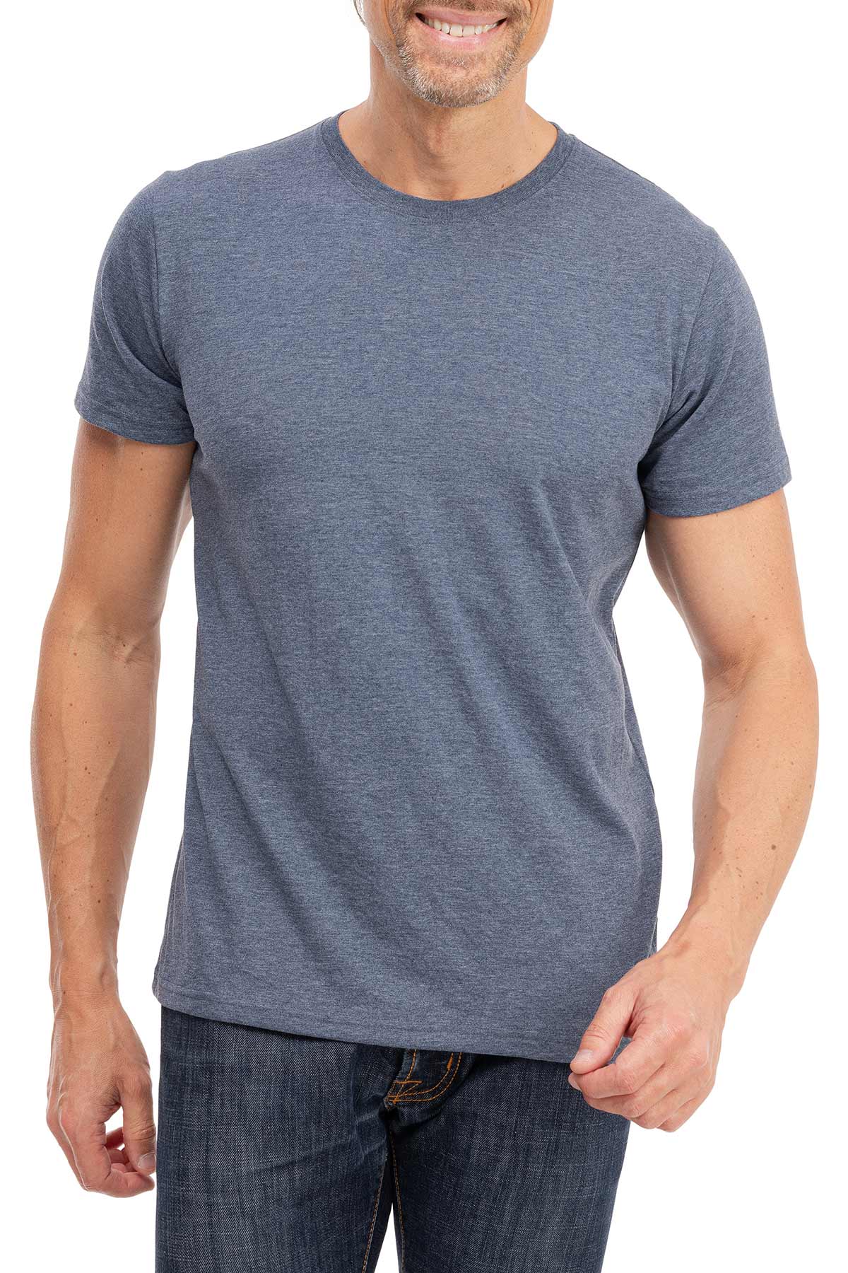 Herren T-Shirt Rundhals Meliert Comfort Bügelfrei
