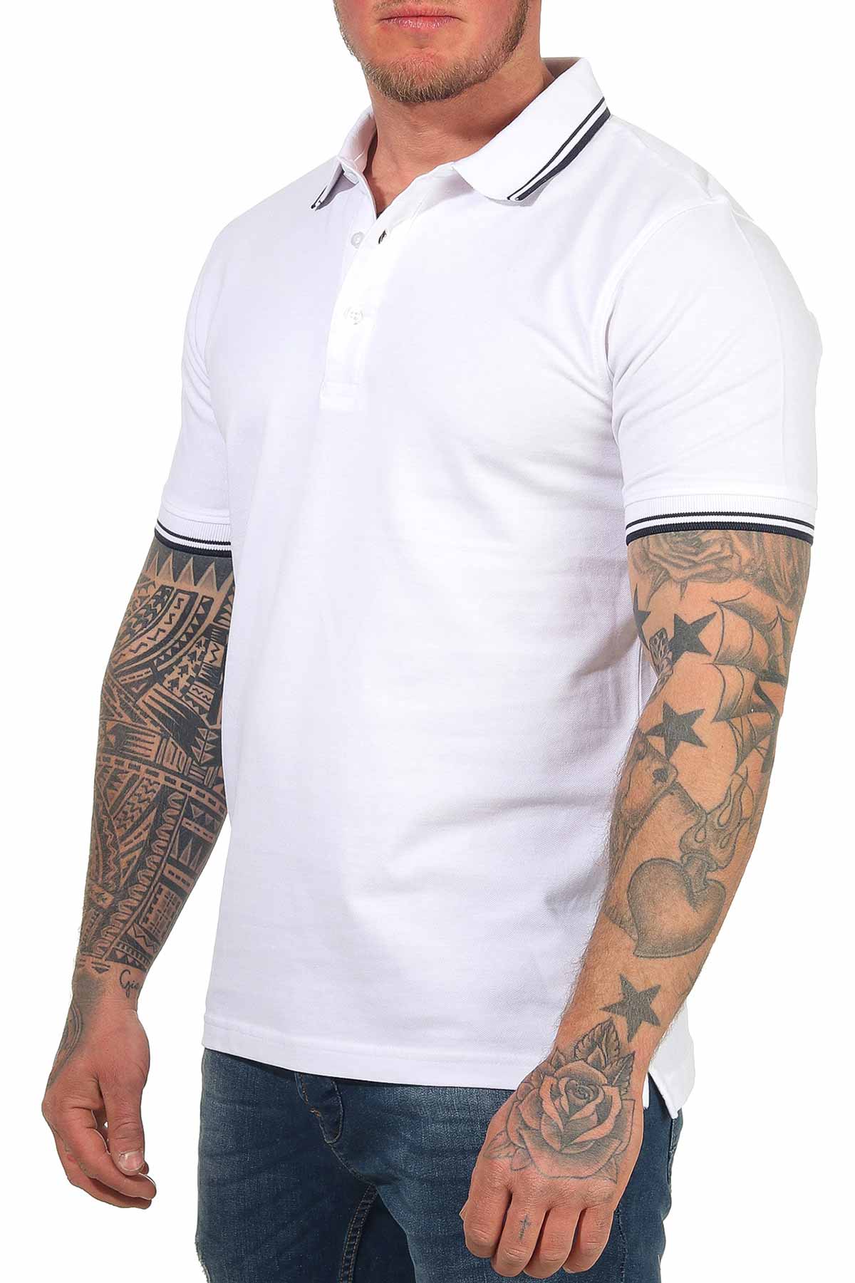 Basic Poloshirt kurarm Männer in Weiß