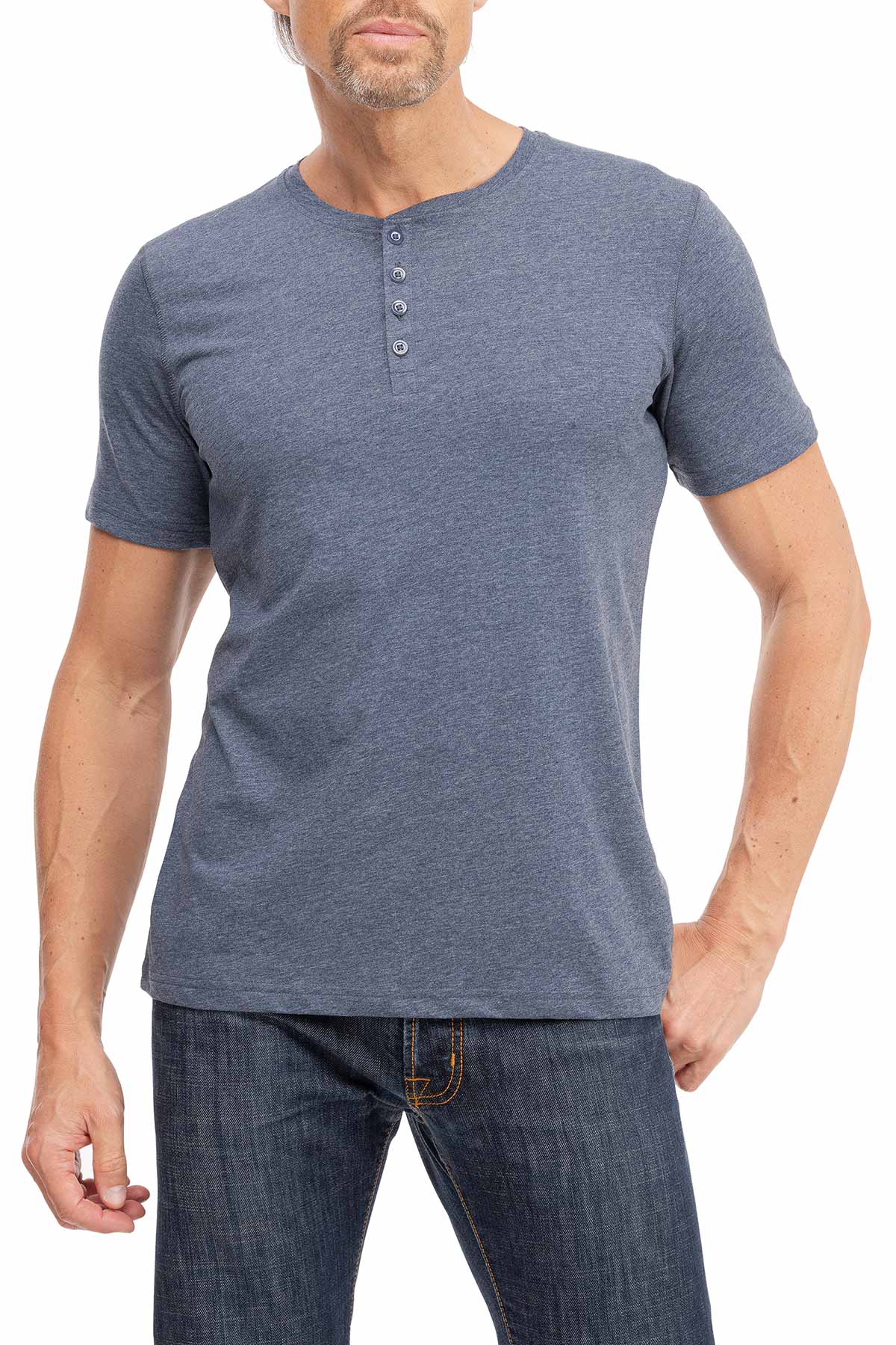 Herren T Shirt mit Knopfleiste Bügelfrei