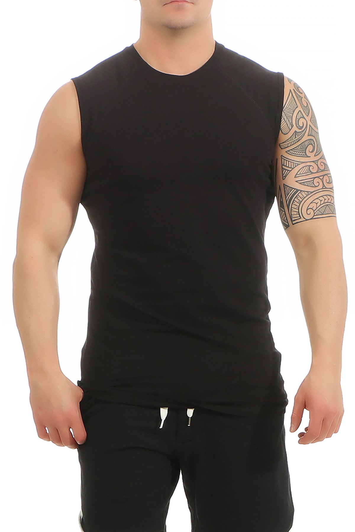 Herren Tanktop aus hochwertiger Baumwolle in Schwarz