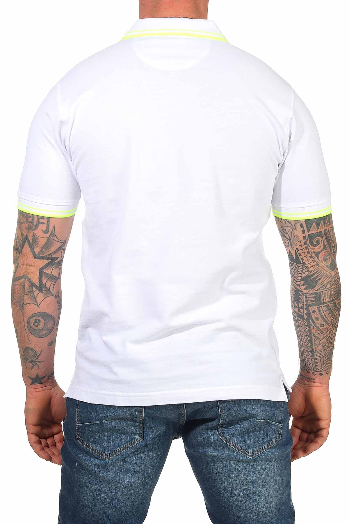 Herren Poloshirt mit 3-Knopfleiste und Kragen robust in Weiß