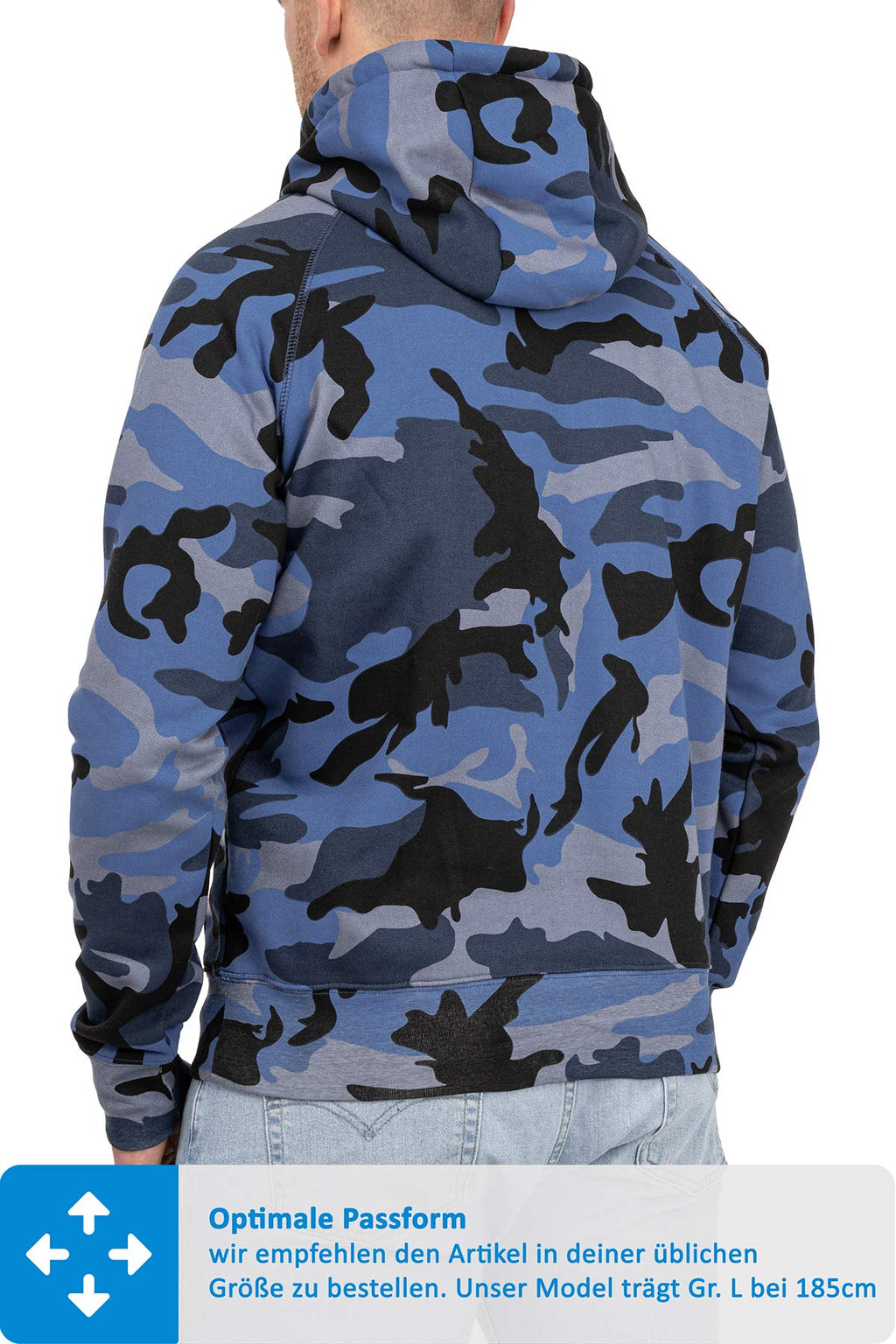 Herren Pullover Camouflage Hoodie Blau