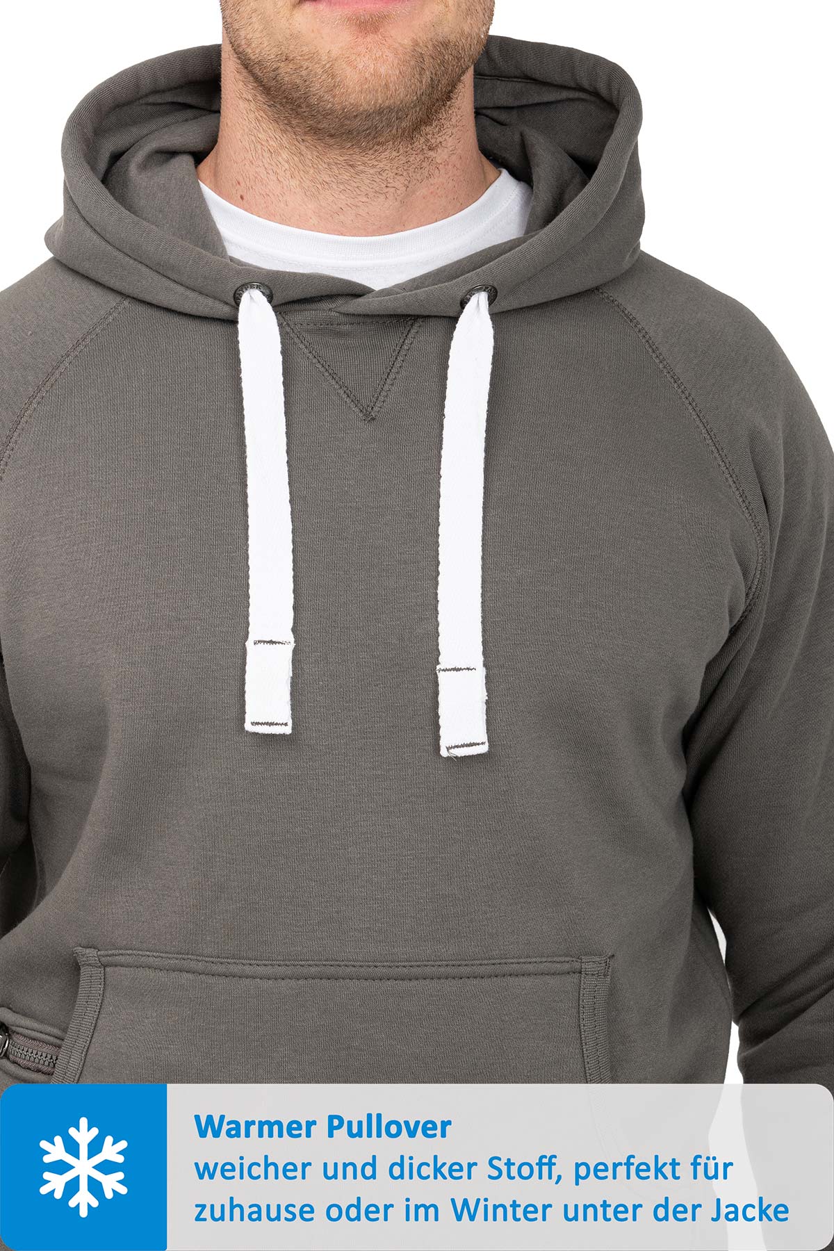 Kapuzensweatshirt mit breiten Bändeln in Anthrazit