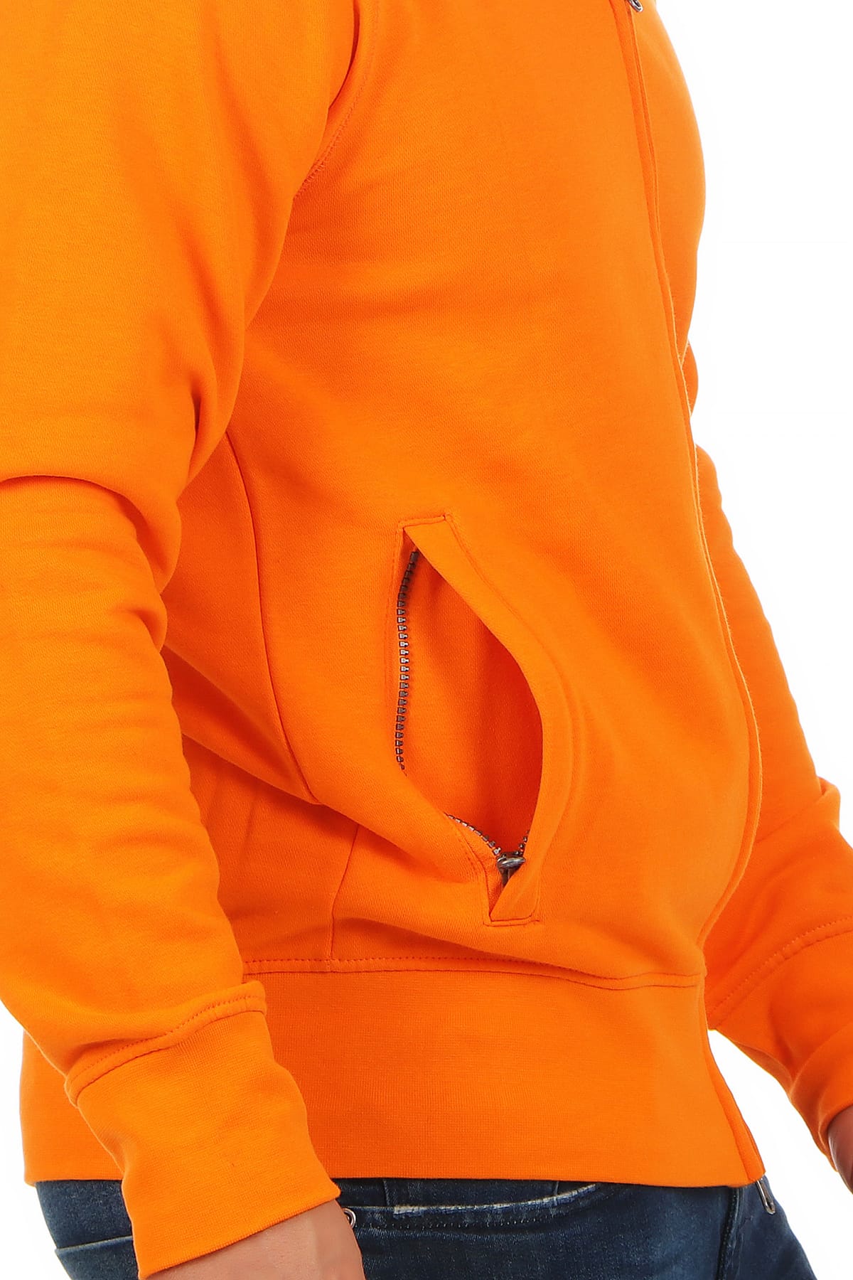 robuste Sweatjacke mit Seitentaschen in Orange