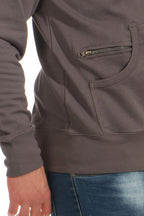 Sweatjacke Herren mit Seitentasche mit zusätzlichem Reißverschlussfach in Anthrazit