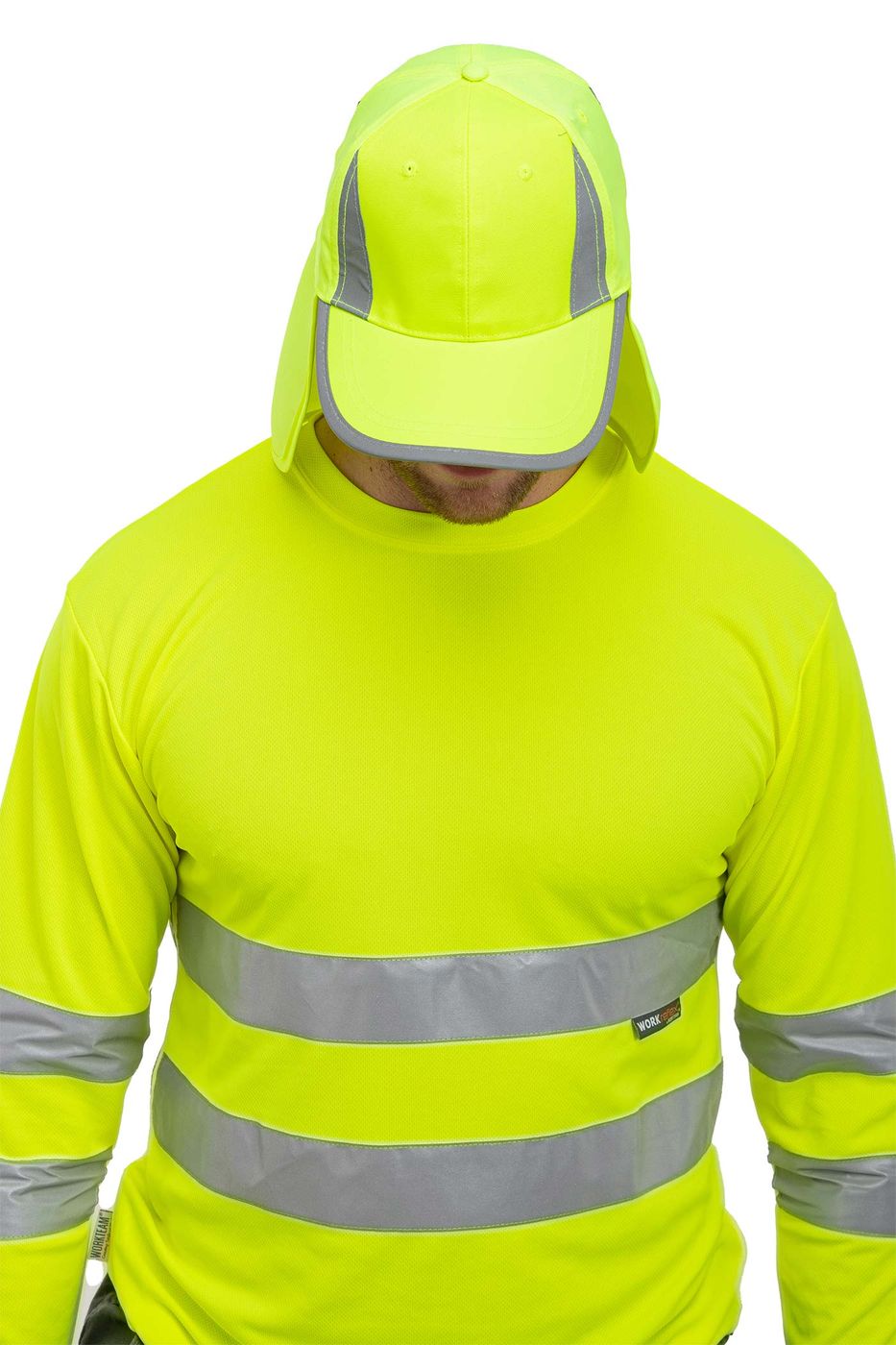 Unisex Warnschutzcap mit Nackenschutz in Gelb