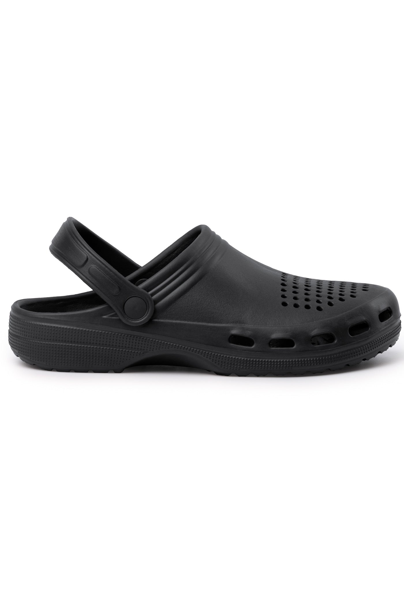 praktische Clogs mit Fersenriemen und genoppter Innensohle für sicheren Halt in Schwarz