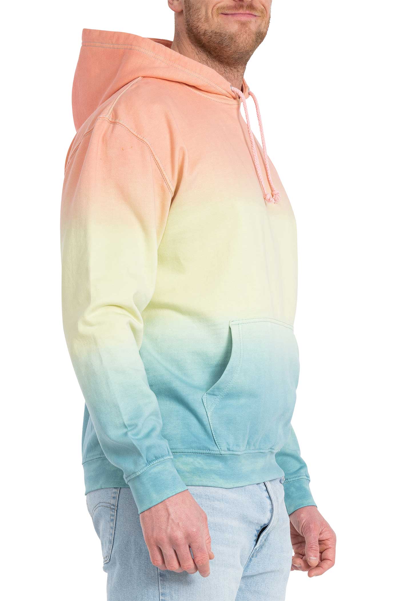Pastelfarbener Pullover mit Kapuze