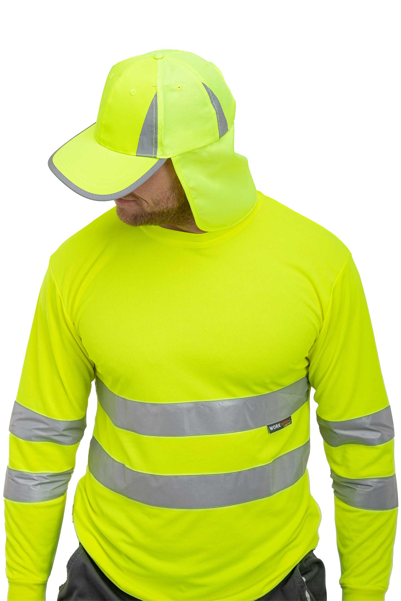 Unisex Basecap Warnschutz mit Reflexstreifen in Gelb