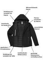Herren Winterjacke mit vielen Taschen und Reißverschluss in Rot