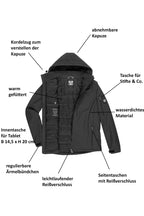 Winterjacke Herren Softshell mit vielen Taschen in Blau