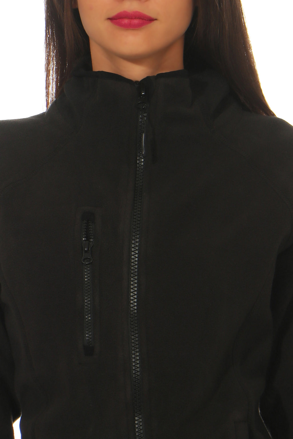 Fleecejacke für Frauen mit praktischen Taschen in Schwarz