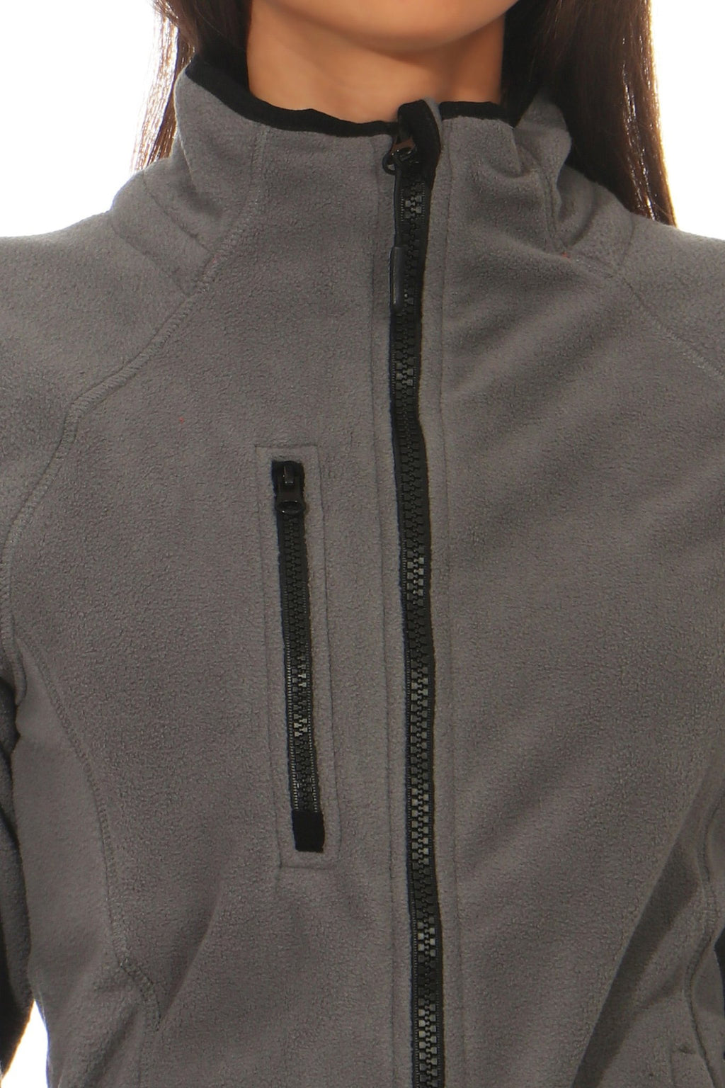 Fleecejacke für Frauen mit praktischen Taschen in Anthrazit