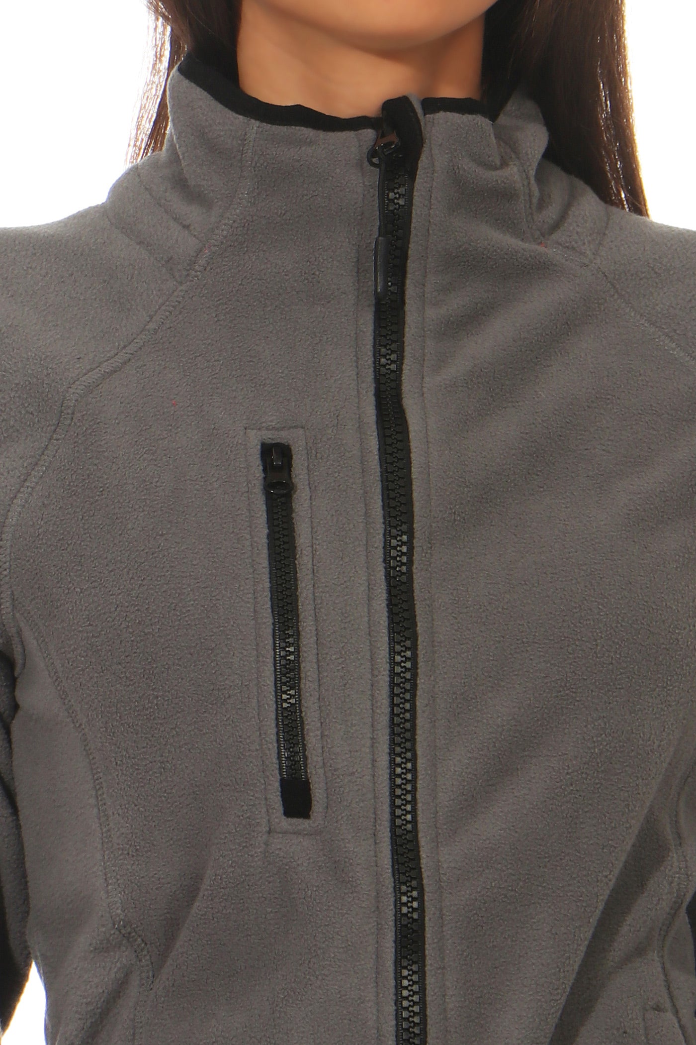 Fleecejacke für Frauen mit praktischen Taschen in Anthrazit