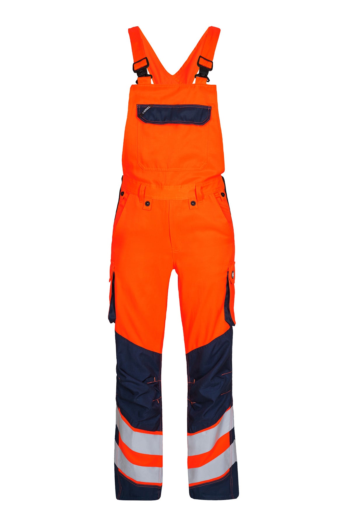 Herren Warnschutz Latzhose mit hoher Qualität in Orange-Dunkelblau