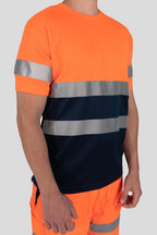 Herren Warnschutz T-Shirt mit Reflexstreifen Hohe Sichtbarkeit EN ISO 20471 Klasse 2 Delta