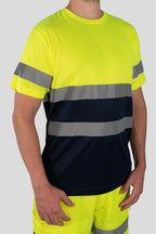 Herren Warnschutz T-Shirt mit Reflexstreifen Hohe Sichtbarkeit EN ISO 20471 Klasse 2 Delta