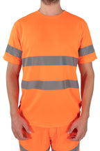 Herren Warnschutz T-Shirt mit Reflexstreifen Hohe Sichtbarkeit EN ISO 20471 Klasse 2 Delta