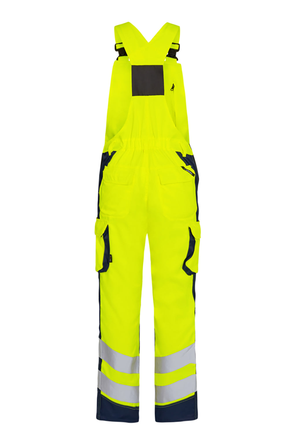 Herren Latzhose Warnschutz mit hoher Sichtbarkeit in Gelb-Dunkelblau