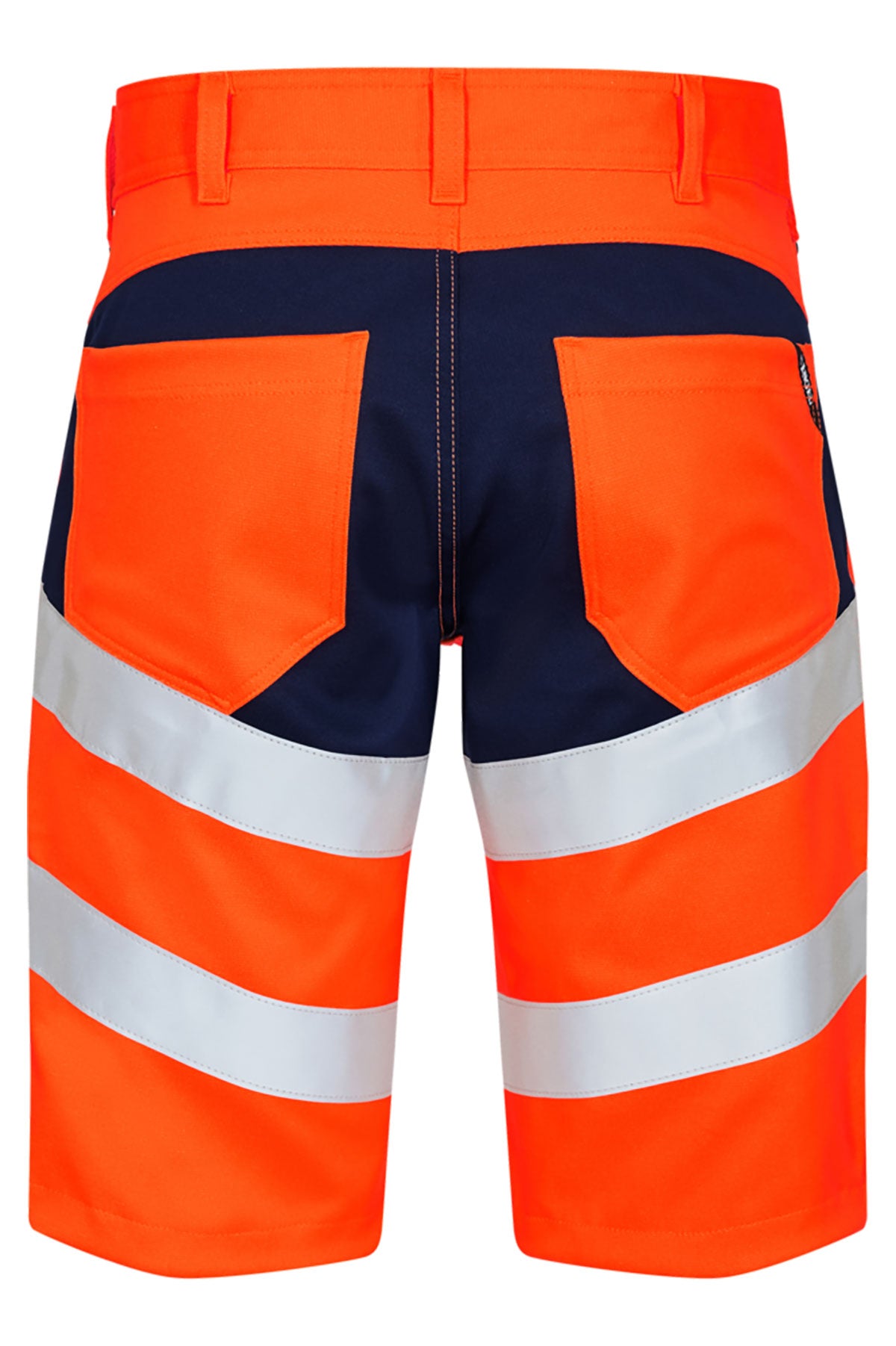 Herren kurze Warnschutzhose mit Gesäßtaschen in Orange-Dunkelblau