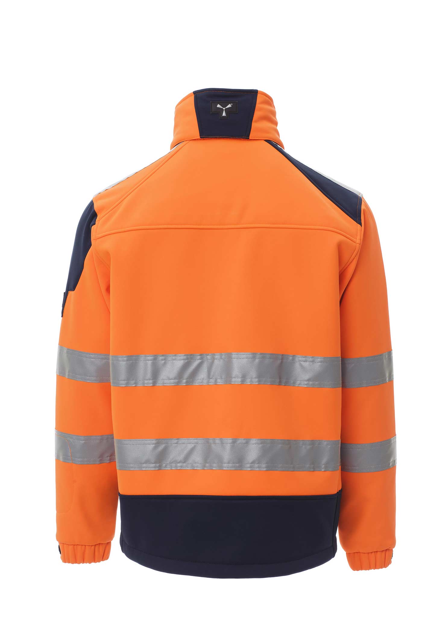 Herren Warnschutzjacke Softshell mit Reflexstreifen und Kapuze in Orange