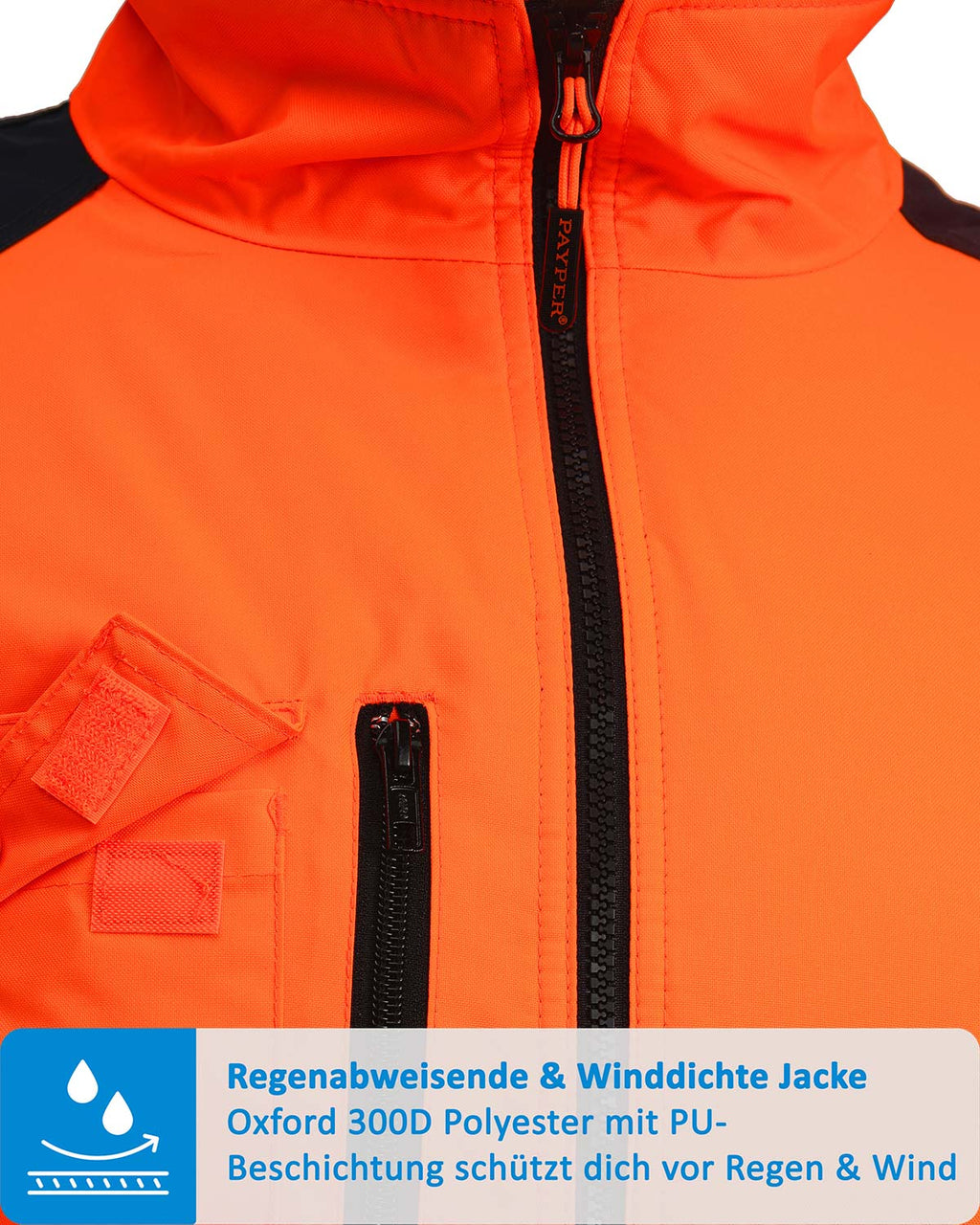 Warnschutzjacke Herren mit Stehkragen in Orange