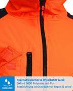 Warnschutzjacke Herren mit Stehkragen in Orange