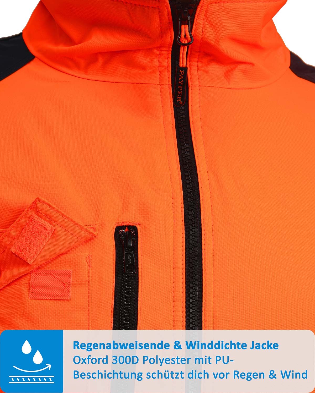 Warnschutzjacke Herren mit Stehkragen in Orange