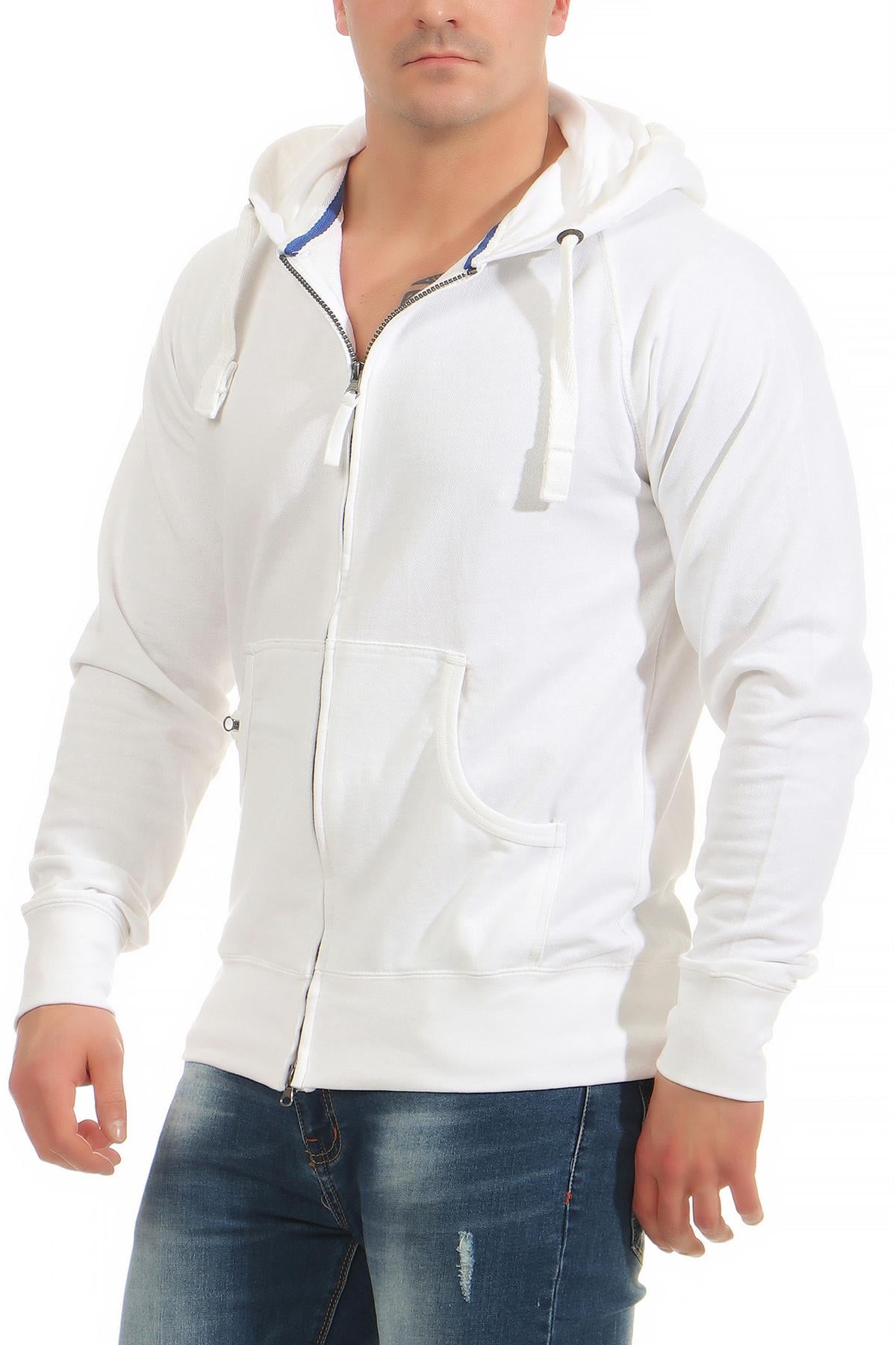 Herren Sweatjacke mit Kordelzug in Weiß