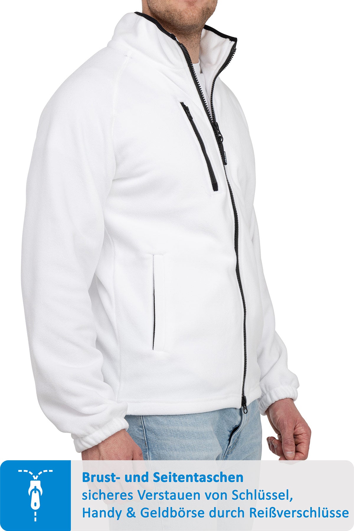 Fleecejacke für Männer robust und warm in Weiß