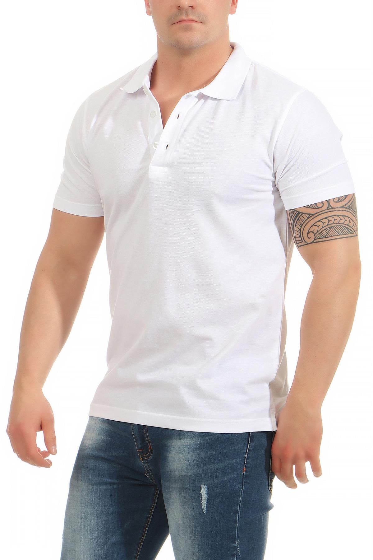 kurzarm Poloshirt günstig in Weiß