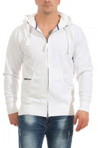 Herren Sweatjacke aus Baumwollmischung in Weiß