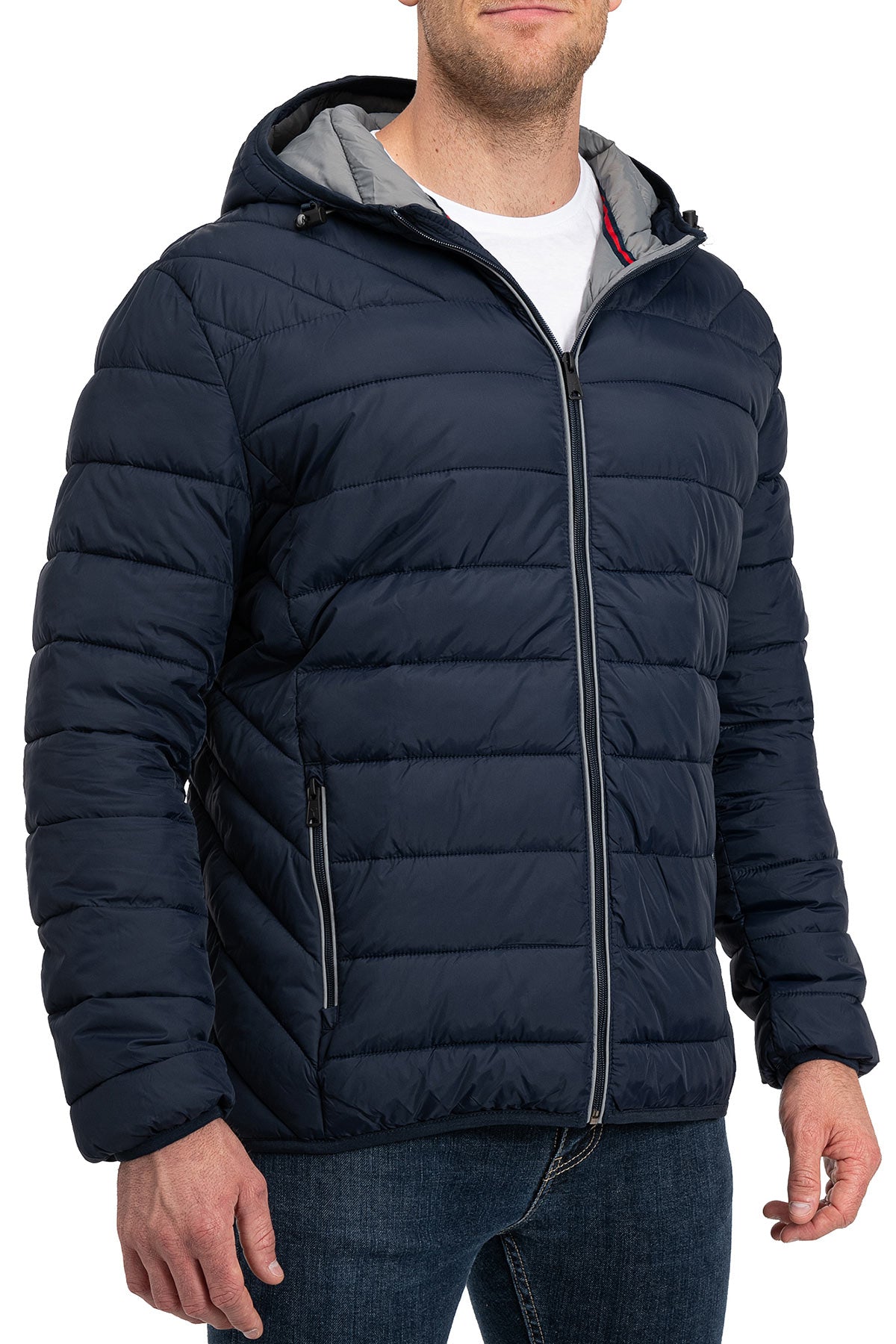 Herren Steppjacke mit Taschen in Dunkelblau