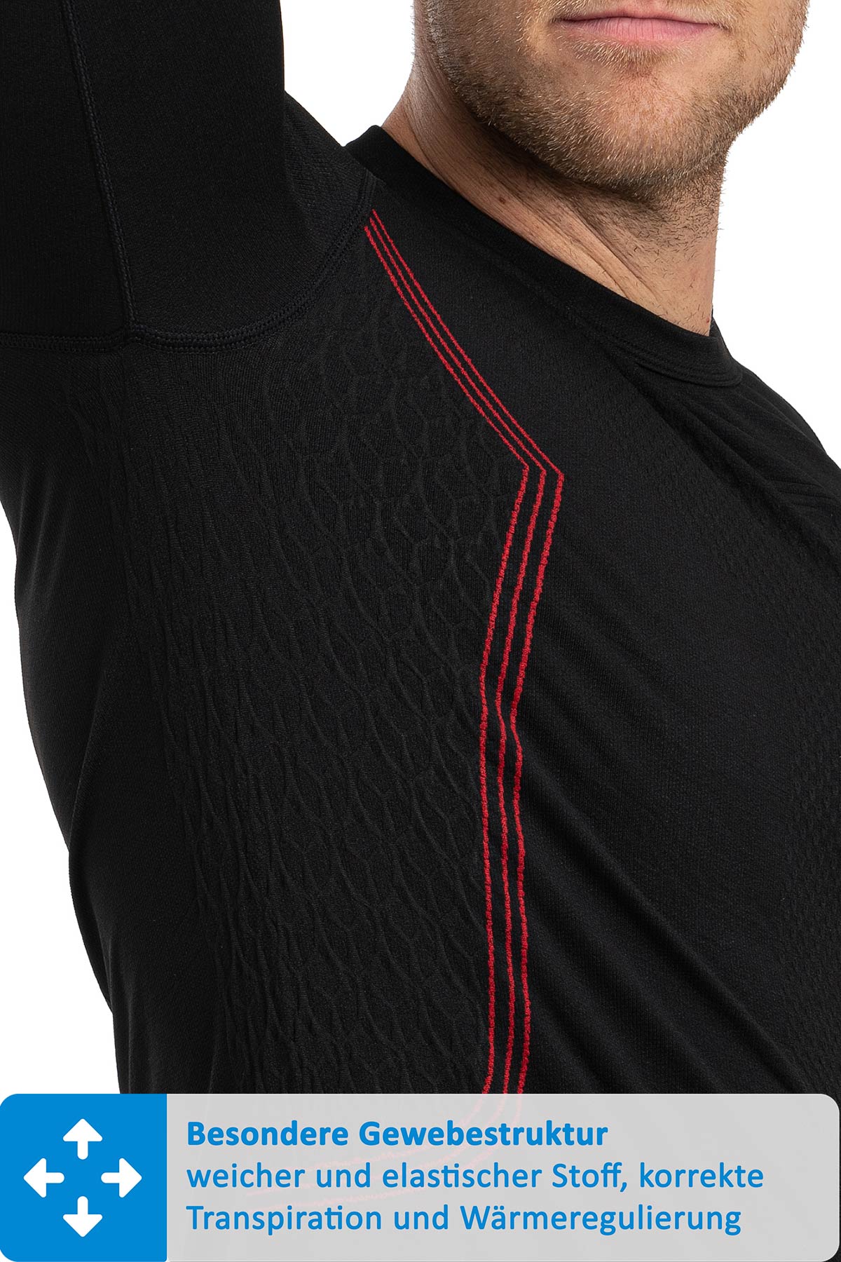 Herren atmungsaktives Kompressionsshirt dünn in Schwarz