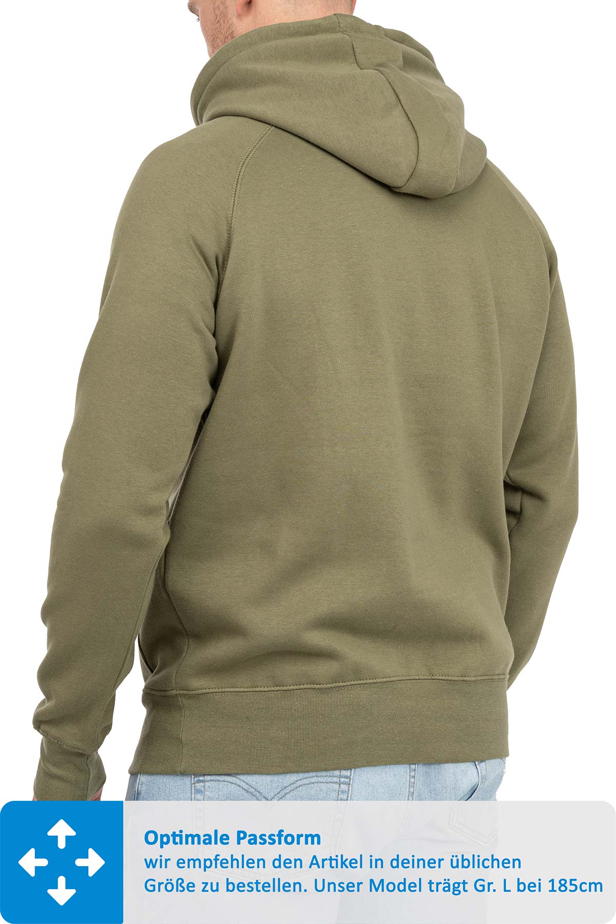 klassischer Kapuzenpullover mit gutem Schnitt in Olivgrün