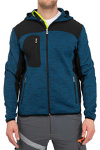Herren Arbeitsjacke aus Strick mit Softshelleinsätzen in Blau