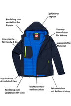 Herren Winterjacke mit vielen Taschen und Reißverschluss in Dunkelblau