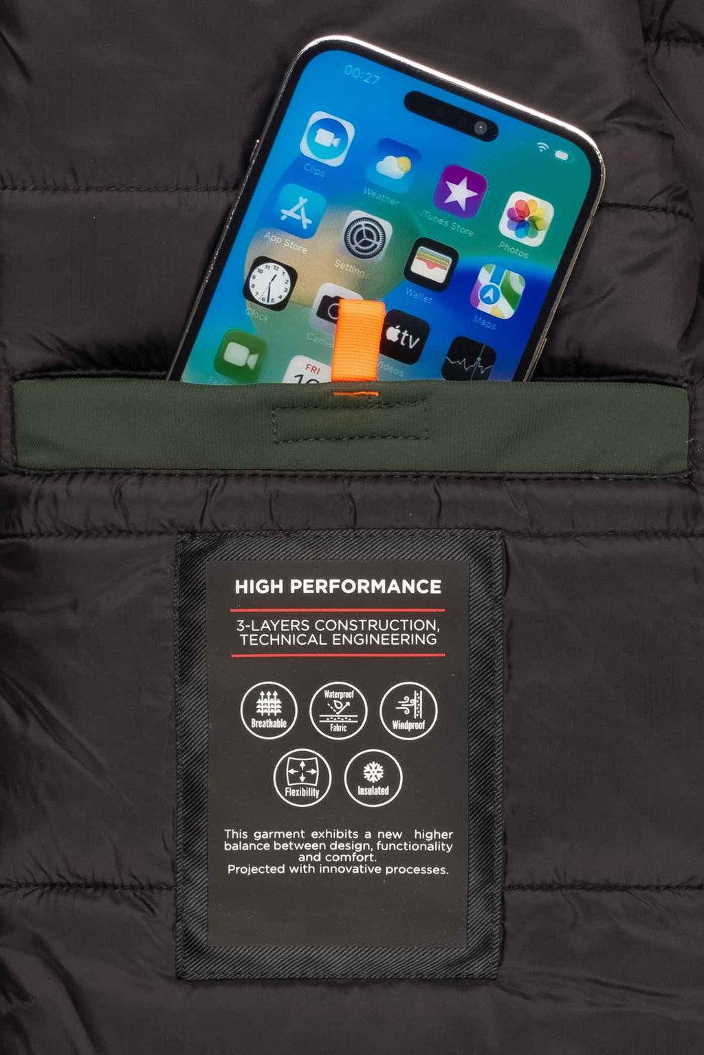 Herren Winterjacke mit Seitentaschen mit Reißverschluss in Grün