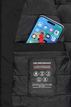 Herren Winterjacke Tablettasche innen mit Klettverschluss in Schwarz