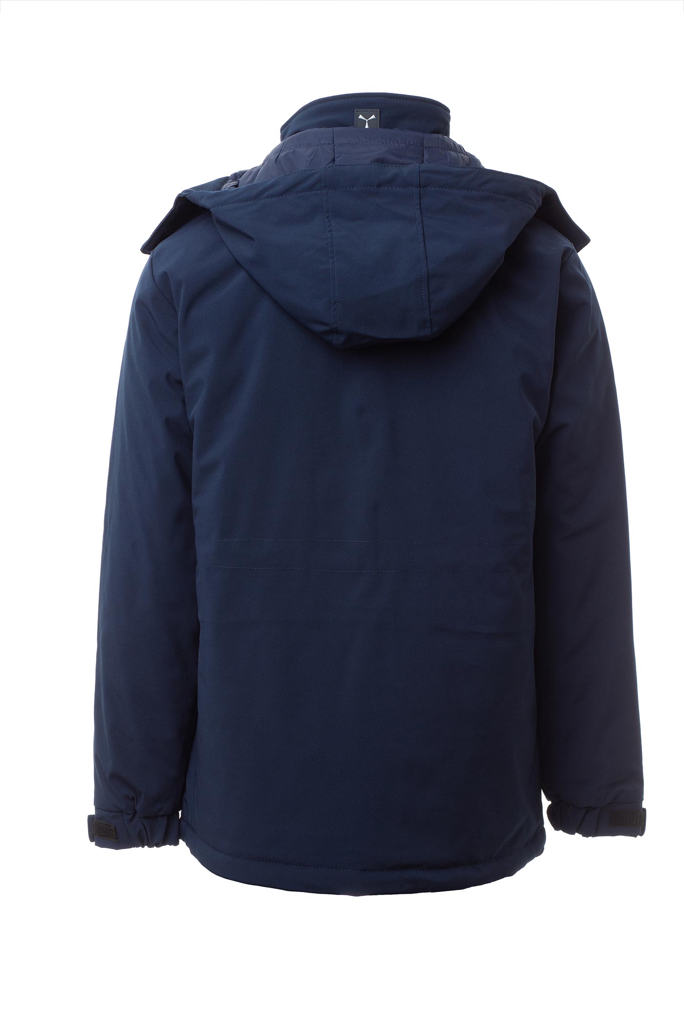 Herren Winterjacke Softshell Rückseite mit Kapuze in Dunkelblau